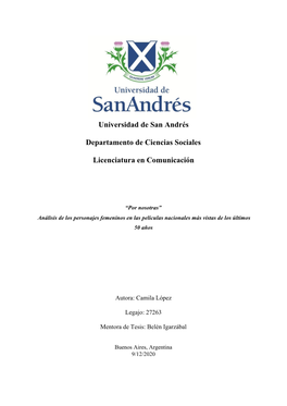 Universidad De San Andrés Departamento De Ciencias Sociales Licenciatura En Comunicación