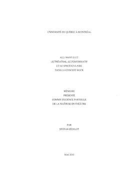Le Théatral, Le Performatif Et Le Spectaculaire Dans Le Concert Rock