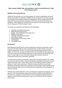 Open Mosaic Habitats High Value Guidance: When Is Brownfield Land of ‘High Environmental Value’?