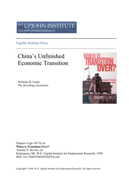 China's Unfinished Economic Transition