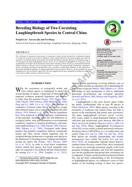 Breeding Biology of Two Coexisting Laughingthrush Species in Central China