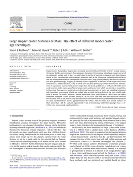 Large Impact Crater Histories of Mars: the Effect of Different Model Crater Age Techniques ⇑ Stuart J