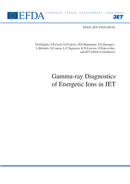 Gamma-Ray Diagnostics of Energetic Ions in JET