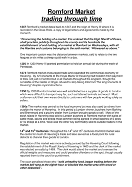 Romford Market Trading Through Time