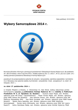 Wybory Samorządowe 2014 R