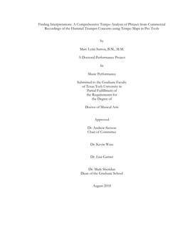 A Comprehensive Tempo Analysis of Phrases from Commercial Recordings of the Hummel Trumpet Concerto Using Tempo Maps in Pro Tools