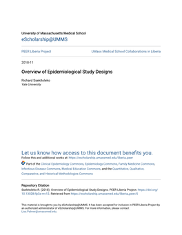 Overview of Epidemiological Study Designs