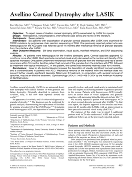 Avellino Corneal Dystrophy After LASIK