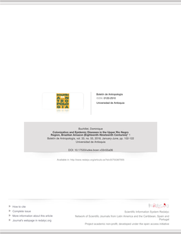 Colonization and Epidemic Diseases in the Upper Rio Negro Region, Brazilian Amazon (Eighteenth-Nineteenth Centuries)* 1 Boletín De Antropología, Vol