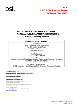 TDM Plantation Sdn Bhd Head Office: Level 3, Bangunan UMNO Terengganu Lot 3224, Jalan Masjid Abidin 20100 Kuala Terengganu Terengganu, Malaysia