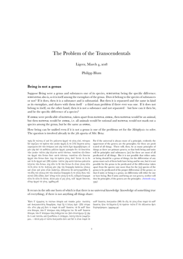 The Problem of the Transcendentals