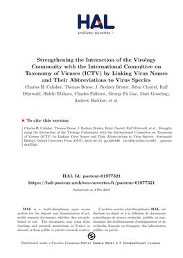 ICTV) by Linking Virus Names and Their Abbreviations to Virus Species Charles H