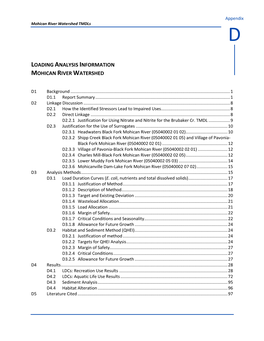 Loading Analysis Information Mohican River Watershed