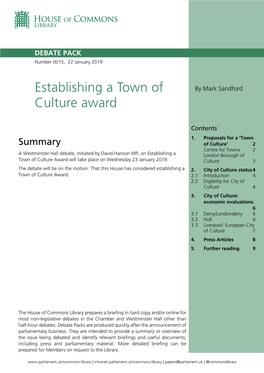 Establishing a Town of Culture Award