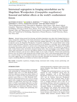 Campephilus Magellanicus): Seasonal and Habitat Effects at the World’S Southernmost Forests