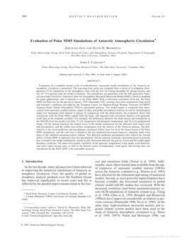 Evaluation of Polar MM5 Simulations of Antarctic Atmospheric Circulation*