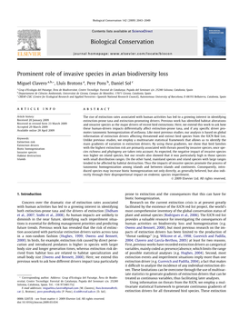 Prominent Role of Invasive Species in Avian Biodiversity Loss