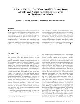 ''I Know You Are but What Am I?!'': Neural Bases of Self- and Social Knowledge Retrieval in Children and Adults