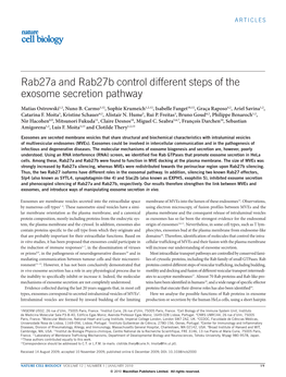 Rab27a and Rab27b Control Different Steps of the Exosome Secretion Pathway