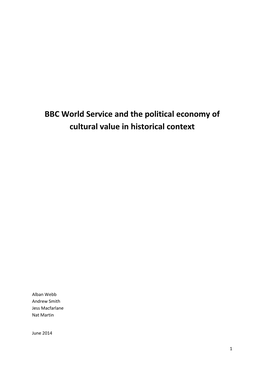 BBC World Service and the Political Economy of Cultural Value in Historical Context