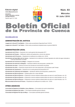 Boletín Oficial De La Provincia De Cuenca Sumario Administración De Justicia
