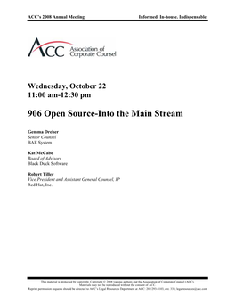 906 Open Source-Into the Main Stream