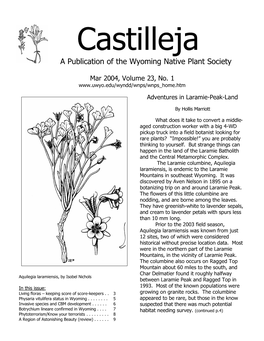 A Publication of the Wyoming Native Plant Society