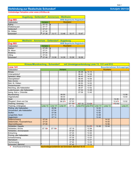 Verbindung Zur Realschule Schondorf Schuljahr 2021/22 Vollständige Fahrpläne Unter