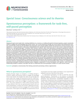 Consciousness Science and Its Theories Spontaneous Perception