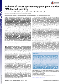 Evolution of a Mass Spectrometry-Grade Protease with PTM-Directed Specificity