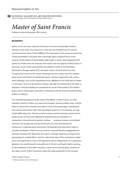 Master of Saint Francis Umbrian, Active Third Quarter 13Th Century