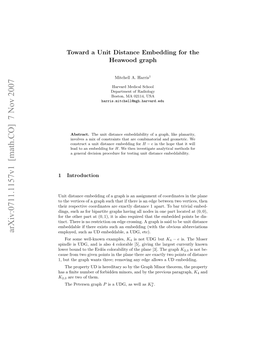 Toward a Unit Distance Embedding for the Heawood Graph