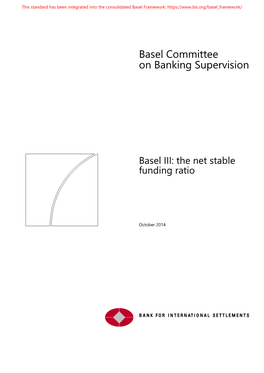 Basel III: the Net Stable Funding Ratio (NSFR)