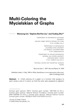 Multi-Coloring the Mycielskian of Graphs