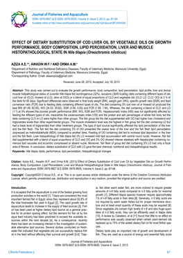 Effect of Dietary Substitution of Cod Liver