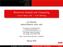 Numerical Analysis and Computing Lecture Notes #01 — First Meeting