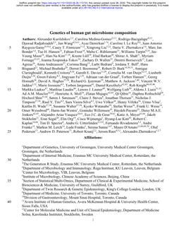 Genetics of Human Gut Microbiome Composition