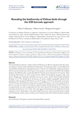 Revealing the Biodiversity of Chilean Birds Through the COI Barcode Approach