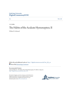 The Habits of the Aculeate Hymenoptera. II