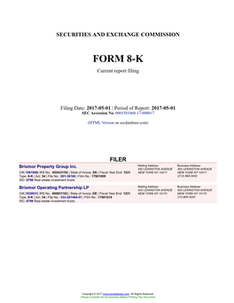 Brixmor Property Group Inc. Form 8-K Current Report Filed 2017-05-01