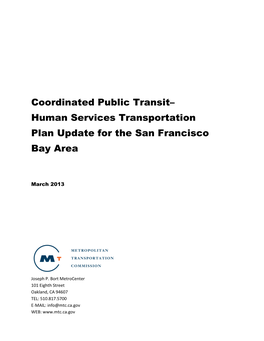 Human Services Transportation Plan Update for the San Francisco Bay Area