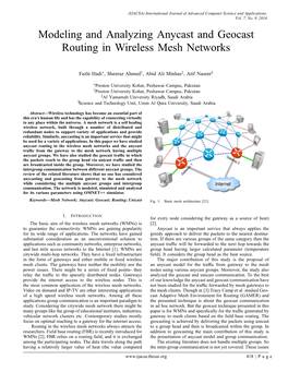 Modeling and Analyzing Anycast and Geocast Routing in Wireless Mesh Networks