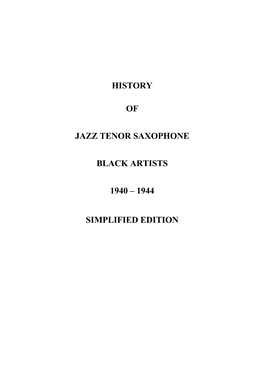 History of Jazz Tenor Saxophone Black Artists