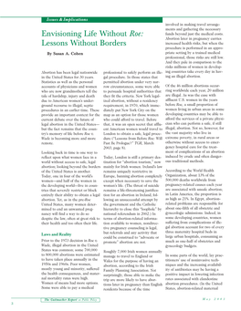 Lessons Without Borders Increased Health Risks, but When the Procedure Is Performed in an Appro- by Susan A