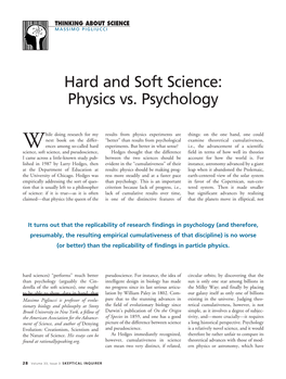 Hard and Soft Science: Physics Vs. Psychology