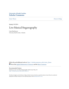 Live Musical Steganography Latia Hutchinson University of South Carolina - Columbia