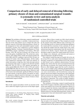 Comparison of Early and Delayed Removal of Dressing Following