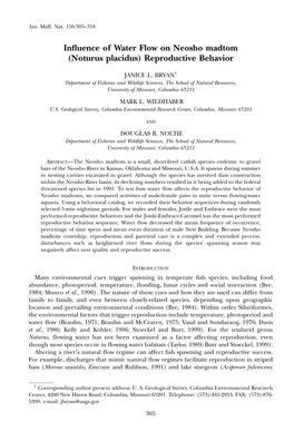 Influence of Water Flow on Neosho Madtom