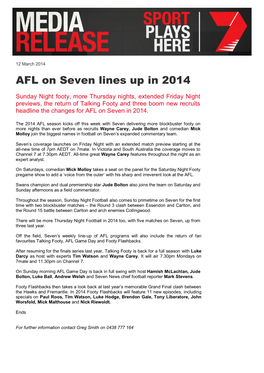 AFL on Seven Lines up in 2014