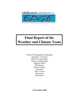 Final Report of the Weather and Climate Team